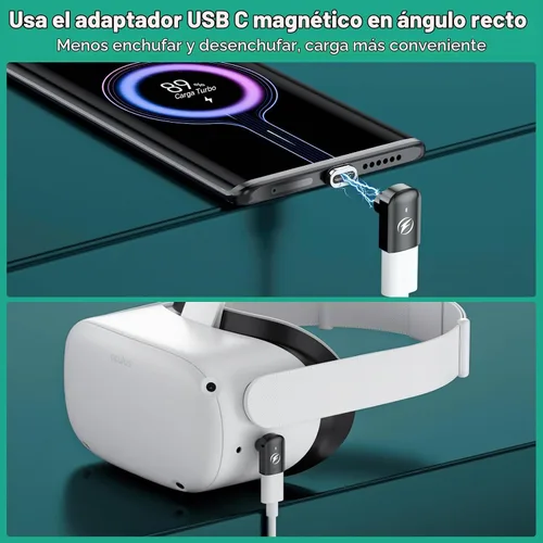 Vista 4 de HanCenDa Adaptador magnético USB C de 90 grados, 2 unidades, adaptador USB C magnético de ángulo recto con transferencia de datos de 40 Gbps PD 140