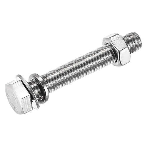 Vista 5 de uxcell Tornillos de cabeza hexagonal M8 x 1.969 in, tuercas, kits de arandelas planas y de bloqueo, tornillos hexagonales de acero inoxidable 304, 4