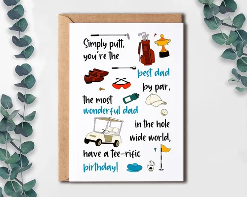 Vista 3 de EruditeGifts Simply Putt You're The Best Dad By Par - Divertida tarjeta de cumpleaños para papá de hijo e hija - Tarjeta de felicitación