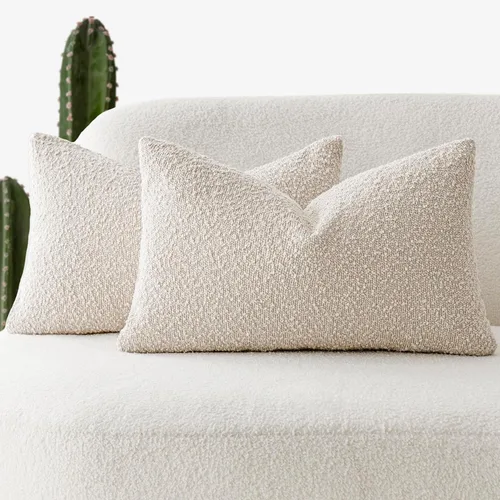 Vista 52 de Foindtower - Juego de 2 fundas decorativas de textura de bucle, fundas de almohada acentuadas, fundas de cojín sólidas, neutrales, para sofá, silla