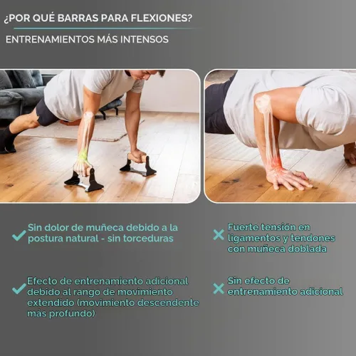 Vista 5 de PULLUP & DIP Parallettes - Mangos para Flexiones con Mangos Ergonómicos de Madera y Acero de Alta Resistencia - Barras Parallettes Antideslizantes