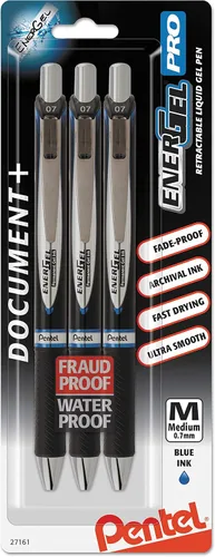 Vista 14 de Pentel EnerGel PRO - Bolígrafo de gel permanente, (0.028 in), línea media, archivador y resistente al agua, tinta negra, paquete de 2