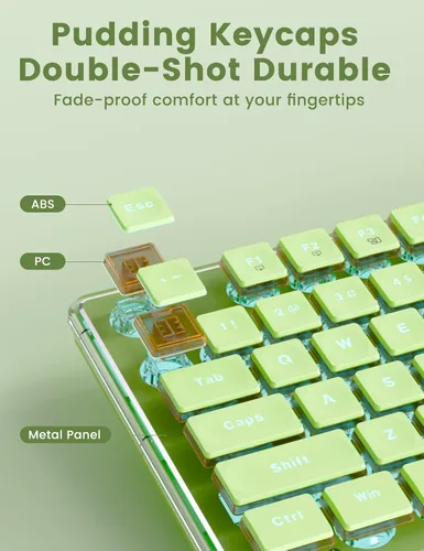Vista 6 de Combo de teclado y mouse inalámbricos, 9 efectos retroiluminados, reposamuñecas, teclas de doble disparo, panel de metal, recargable de larga