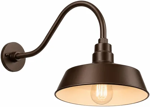 Vista 32 de 14 pulgadas. RLM Warehouse - Pantalla con brazo de cuello de cisne y bombilla Led A19 5000K de 9W Negro satinado (paquete de 1)