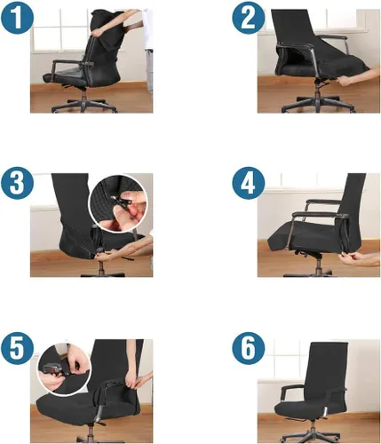 Vista 5 de Fundas para sillas de oficina, mezcla de poliéster, suave, protector de muebles, funda elástica con fundas para brazos, con textura, lavable a Beige