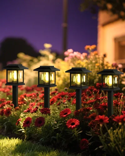 Vista 5 de Albelt - Luces solares para caminos al aire libre, paquete de 8, impermeables, luces de jardín con encendido/apagado automático, iluminación