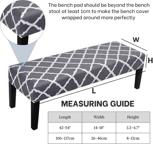 Vista 4 de SearchI Funda para Banco de Comedor, Fundas Largas Elásticas y Lavables para Asiento de Banco, Funda Rectangular para Banco de Mesa de Comedor