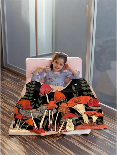 Vista 7 de Manta de hongos, ultra suave, cálida y ligera, de franela de forro polar con microhongos, para cama, sofá, regalo de viaje, decoración de hongos