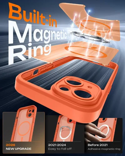 Vista 645 de TOCOL Funda magnética 3 en 1 para iPhone 15 Pro, mejorada [protección completa de cámara] con 2 protectores de pantalla, compatible con MagSafe Gris