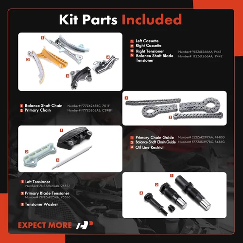 Vista 2 de A-Premium - Kit de cadena de distribución del motor con tensor [se ajusta a SOHC, 6 cilindros 4.0L] Compatible con Ford Explorer 97-10, Explorer