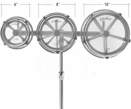Vista 3 de Ashthorpe Roto Tom - Juego de tambores con soporte - Toms de 6", 8", 10" con cabezales Remo