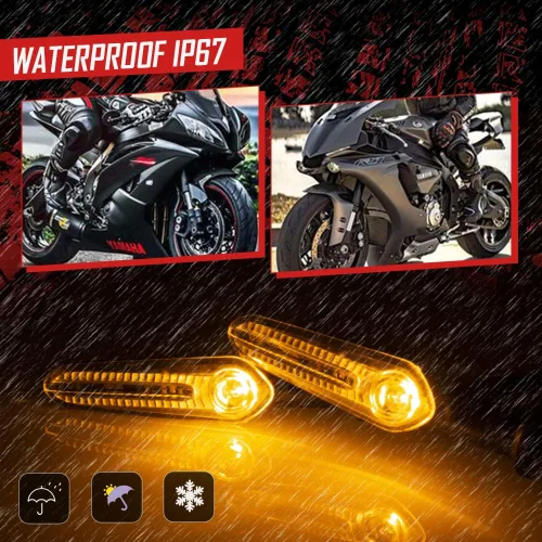 Vista 6 de Indicadores LED de Señal de Giro Delanteros y Traseros Compatibles con Yamaha YZF R1 R3 R6 R7 R9 R15 R25 YBR 125/250, MT-125/-07/-10, FZ-25/-010