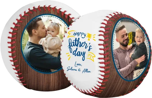 Vista 10 de Foto personalizada para el Día del Padre, con tus fotos y texto Béisbol Cumpleaños Día del Padre para papá, marido, abuelo