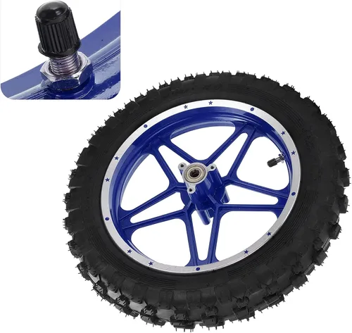 Vista 4 de Conjunto de rueda trasera, rueda trasera de 2.5 a 10 pulgadas, repuesto antideslizante para mini moto de cross de 2 tiempos (azul)