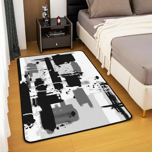 Vista 4 de Feelyou Tapete de interior de arte abstracto para niños y niñas, alfombra geométrica de 3 x 5 pulgadas, ultra suave, retro, circular, geométrica