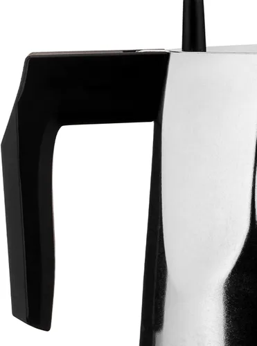 Vista 4 de Alessi MT18/3 "Ossidiana" - Cafetera de 3 tazas con mango de fundición de aluminio y perilla en resina termoplástica, color negro