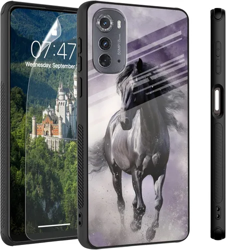 Vista 81 de Funda para Motorola Moto Edge 2022, cubierta trasera de vidrio templado con protector de pantalla, protección a prueba de golpes para Motorola Moto