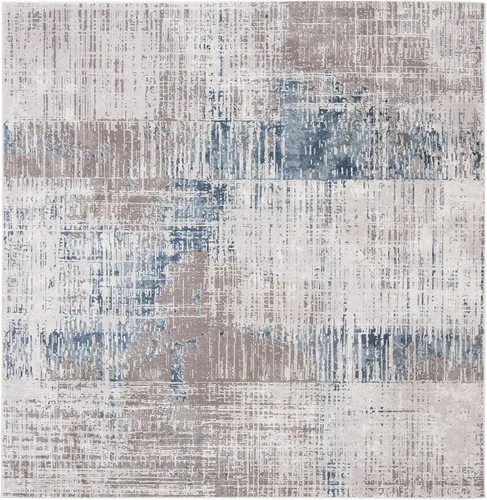 Vista 3 de SAFAVIEH Craft Collection - Alfombra cuadrada de 6 pies 7 pulgadas, gris y azul, diseño abstracto moderno, no desprende pelusa y de fácil cuidado