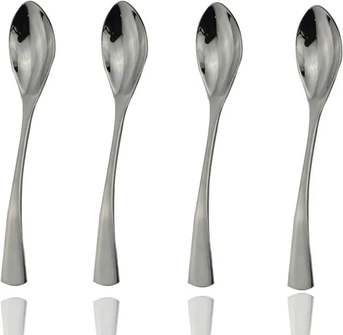 Vista 20 de JASHII Juego de cubiertos de acero inoxidable 18/10 de 20 piezas de plata pulida con espejo, cuchillo de cena, tenedor de ensalada, cuchara
