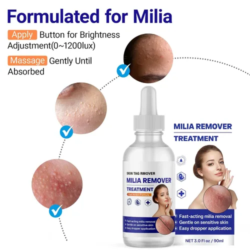 Vista 2 de Suero Removedor de Milia para el Rostro, Elimina la Milia Alrededor de los Ojos, Nariz y Mejillas, Fórmula Suave con Ácido Salicílico para Piel