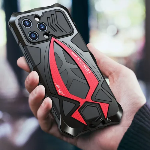 Vista 7 de Armor - Funda protectora para iPhone 13 de grado militar, cubierta de cuerpo completo, parachoques de aluminio, silicona incorporada, a prueba