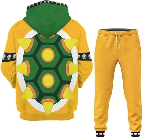 Vista 2 de Lmetsky Bowser - Sudadera con capucha para cosplay, sudadera con capucha Bowser con capucha con estampado 3D para adultos, 2 piezas