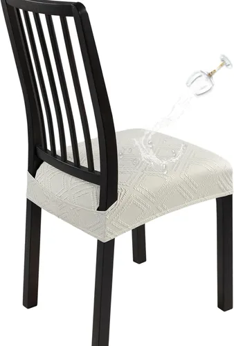 Vista 11 de SearchI Juego de 4 fundas de asiento para sillas de comedor repelentes al Flor roja beige