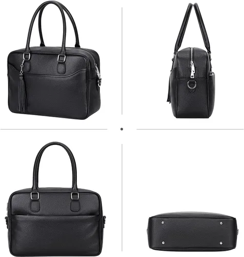 Vista 4 de Over Earth Bolso de mano de cuero para mujer, bolso de hombro con asa superior