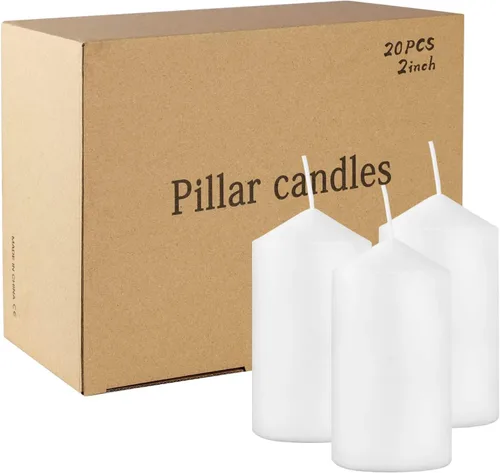 Vista 7 de Howemon 20 velas de pilar de cera de larga combustión a granel de 2 x 4 pulgadas, sin goteo, sin perfume, sin humo, para bodas, fiestas, spa