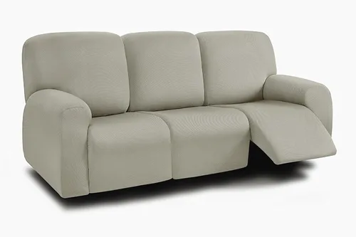 Vista 46 de ULTICOR Fundas para sofá reclinable de 8 piezas, fundas elásticas con hilo teñido para sofá reclinable de 3 cojines, gruesas, suaves y lavables Gris