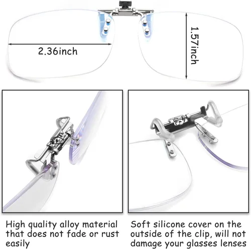Vista 4 de Paquete de 2 lentes de lectura abatibles sin montura con clip para anteojos con estuche anti luz azul y bloqueo UV400