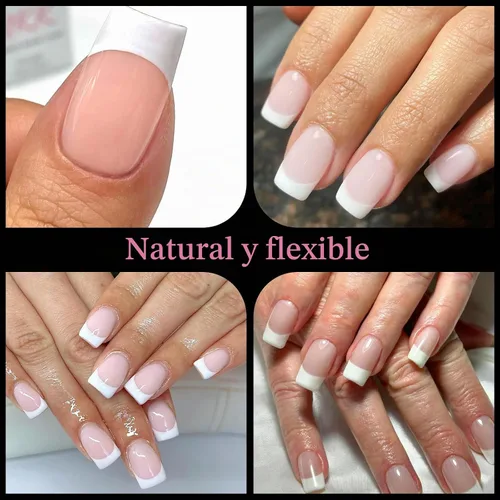 Vista 5 de AddFavor Uñas Postizas de Punta Francesa Cortas, 120 piezas Uñas Postizas Blancas con Punta Francesa Uñas Postizas Cuadradas Nude Uñas Acrílicas