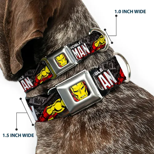 Vista 2 de buckle-down 9 – 15" "ima-iron Hombre Face Rojo/Amarillo" Perro Collar