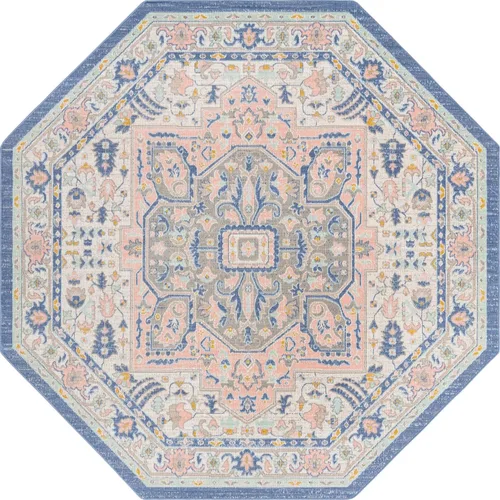 Vista 21 de Unique Loom Whitney Collection - Alfombra rectangular de 5 pies 3 pulgadas x 8 pies, color azul Multicolor/Azul