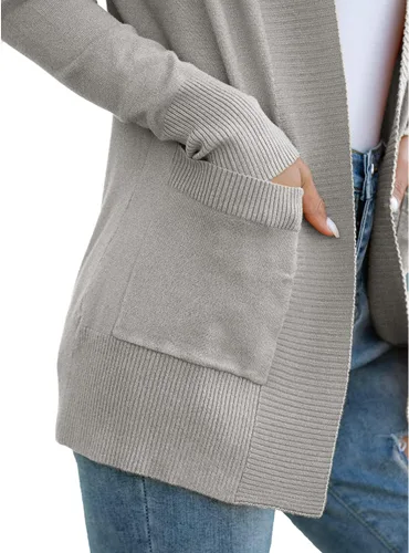 Vista 4 de REDHOTYPE Cárdigan para mujer con bolsillos, casual, ligero, frente abierto, suéteres para mujer (S-2XL)