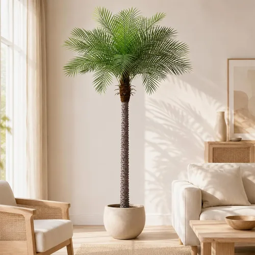 Vista 10 de Palmera fénix artificial de 6 pies, planta de palma artificial de seda de coco artificial para interiores y exteriores, hogar, oficina, patio, baño