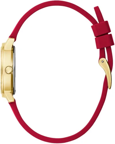 Vista 7 de GUESS Reloj para mujer de 0.984in, correa roja, esfera blanca, caja dorada, Rojo