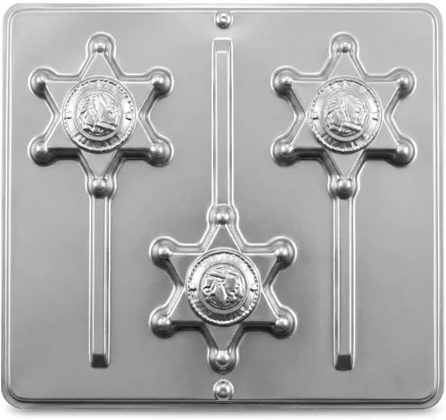 Vista 5 de Molde de caramelo de chocolate con diseño de piruleta con insignia del sheriff 3455