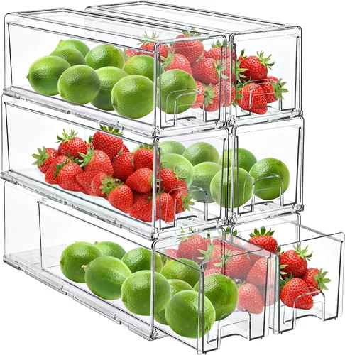 Vista 9 de Sorbus - Cajones para refrigerador, transparentes, apilables, contenedores organizadores extraíbles para cocina, congelador, tocador
