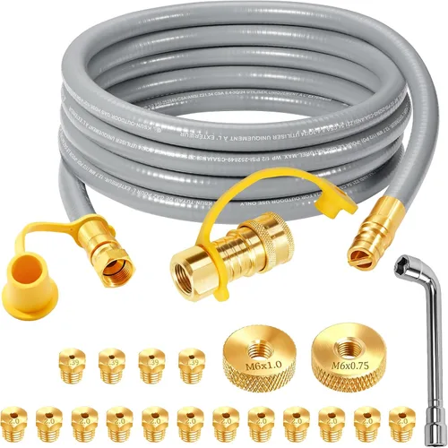 Vista 8 de GasSaf Kit de conversión de manguera de gas natural de 6 pies para parrillas Blackstone de 28 pulgadas/36 pulgadas, manguera universal de gas