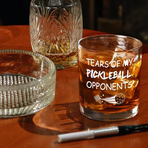 Vista 2 de Futtumy Tears of My Pickleball Opponents - Vaso de whisky, divertidos regalos de pickleball para hombres, amigos, amantes del pickleball