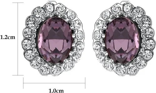 Vista 8 de Yoursfs Austria - Aretes de clip de cristal para mujer, chapados en oro de 18 quilates, joyería de moda con halo de circonita cúbica, aretes sin