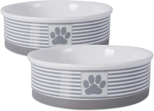 Vista 27 de Bone Dry Ceramic Stripe Paw - Cuencos para mascotas, aptos para lavavajillas, pequeños, 4.25 x 2, negro, 2
