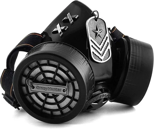 Vista 5 de Nueva estrella Steampunk gótico máscara de gas Cosplay Respirador Accesorios Negro