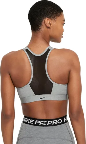 Vista 2 de Nike Swoosh - Brasier deportivo acolchado con cremallera frontal y soporte medio para mujer