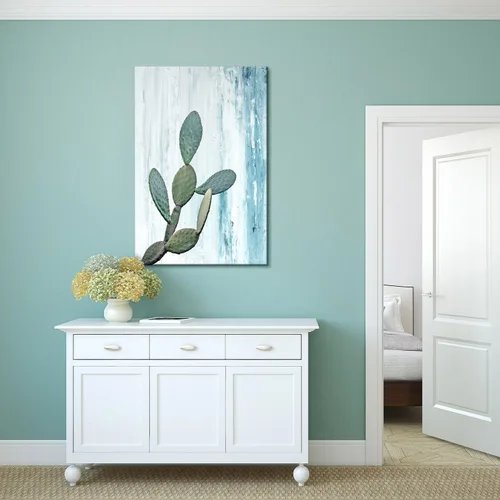 Vista 2 de Wall26 - Lienzo decorativo para pared (12.0 x 18.0 in), diseño de cactus sobre fondo azul