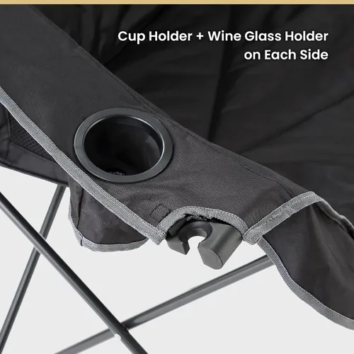 Vista 5 de ARROWHEAD OUTDOOR Silla de camping plegable portátil doble Duo con 2 tazas y soporte para copas de vino, bolsa de transporte, soporta hasta 650
