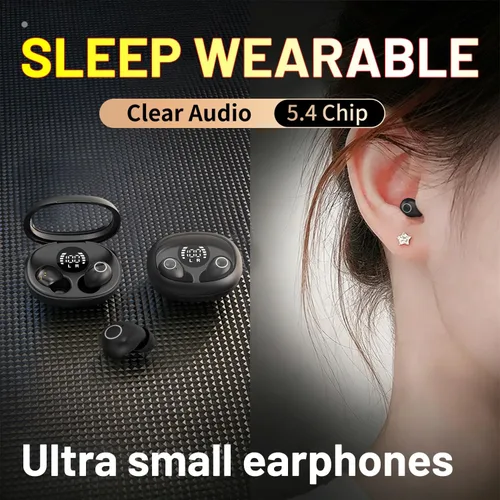 Vista 4 de Mini auriculares inalámbricos invisibles Bluetooth 5.4 en auriculares de Negro