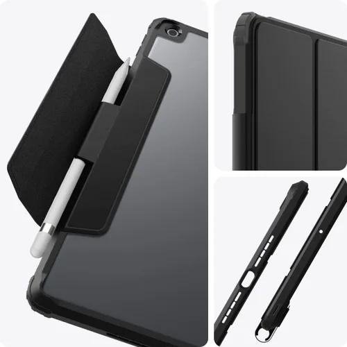 Vista 5 de Spigen Funda para iPad 10.2, iPad de 9ª/8ª/7ª generación (2021/2020/2019), Ultra Hybrid Pro con parte trasera transparente y soporte para lápices