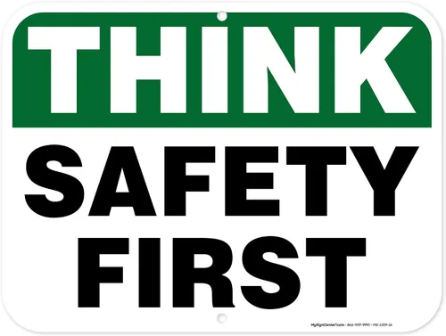 Vista 19 de Think Safety First Sign, 10 x 7 pulgadas, libre de óxido, aluminio 040, resistente a la decoloración, fabricado en Estados Unidos por My Sign Center